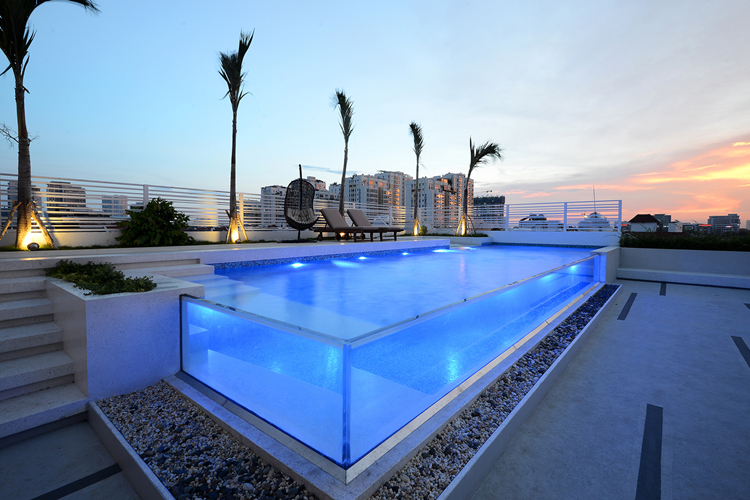 亚克力游泳池,透明无边泳池,酒店透明泳池