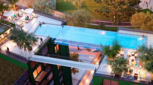 透明空中游泳池，瑞地格乐亚克力游泳池